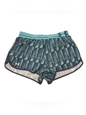 Under Armour Blue Chevron Stripe Pattern Lined Running Shorts Women's Small